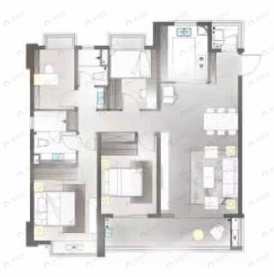 万科公园城市4室2厅2卫户型图