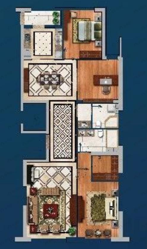 3室2厅2卫建面165平户型图