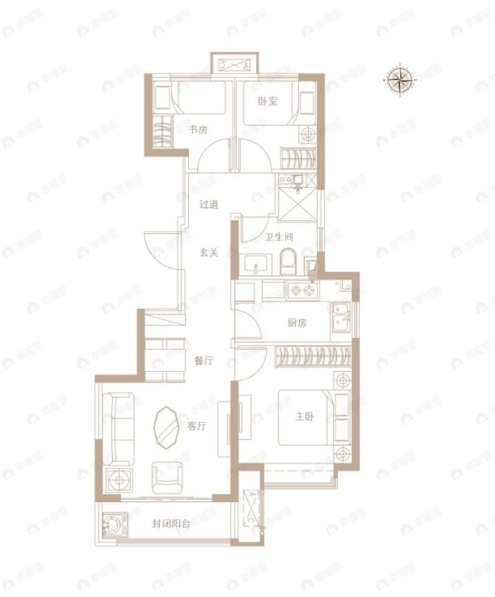 新御峰3室2厅1卫户型图
