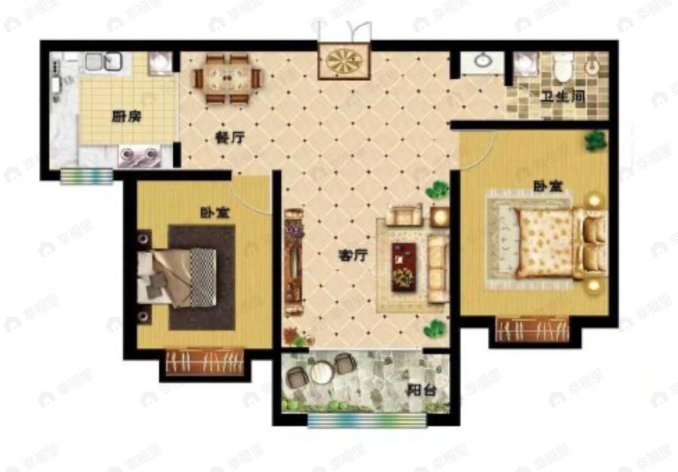 和平嘉园2室2厅1卫户型图