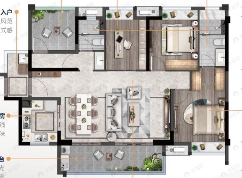 世茂滨江壹号4室2厅2卫户型图