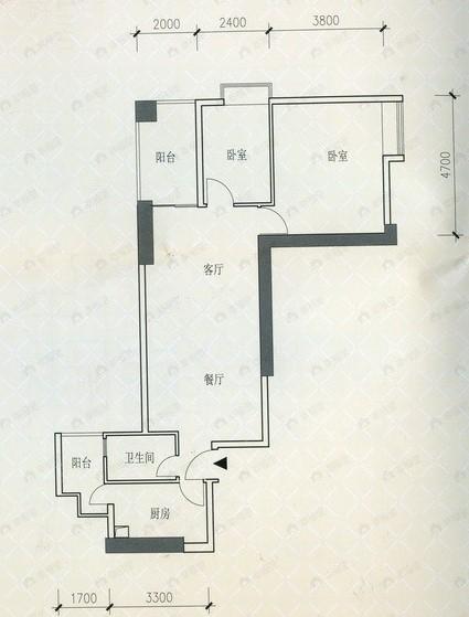 富基广场2室2厅1卫户型图