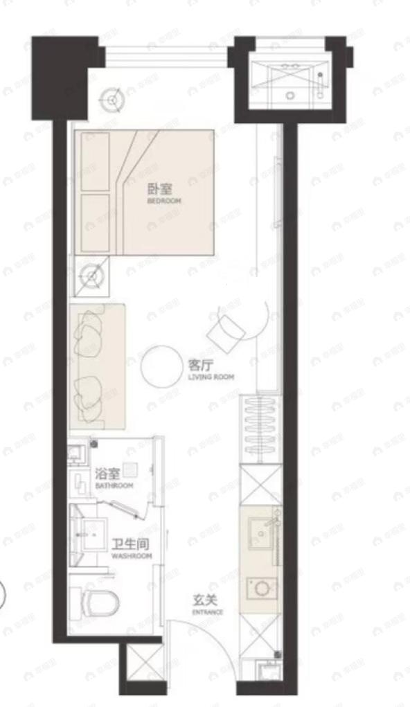 万科中山五号1室1厅1卫户型图