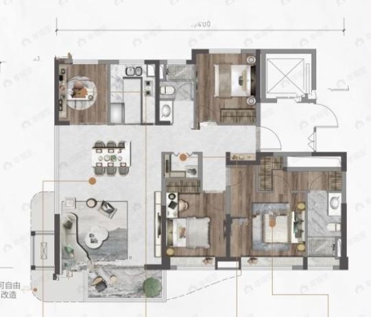 云语间4室2厅2卫户型图