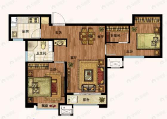 雍祥园2室2厅1卫户型图