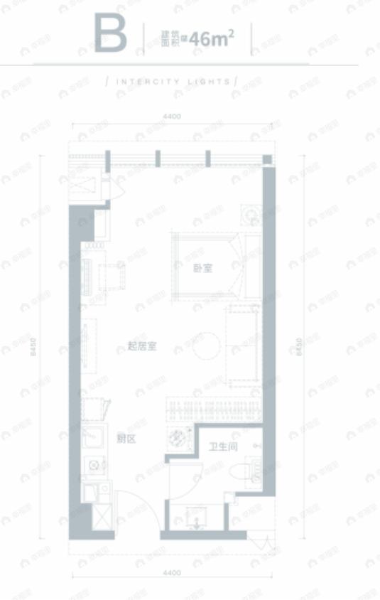 万科城际之光1室1厅1卫户型图
