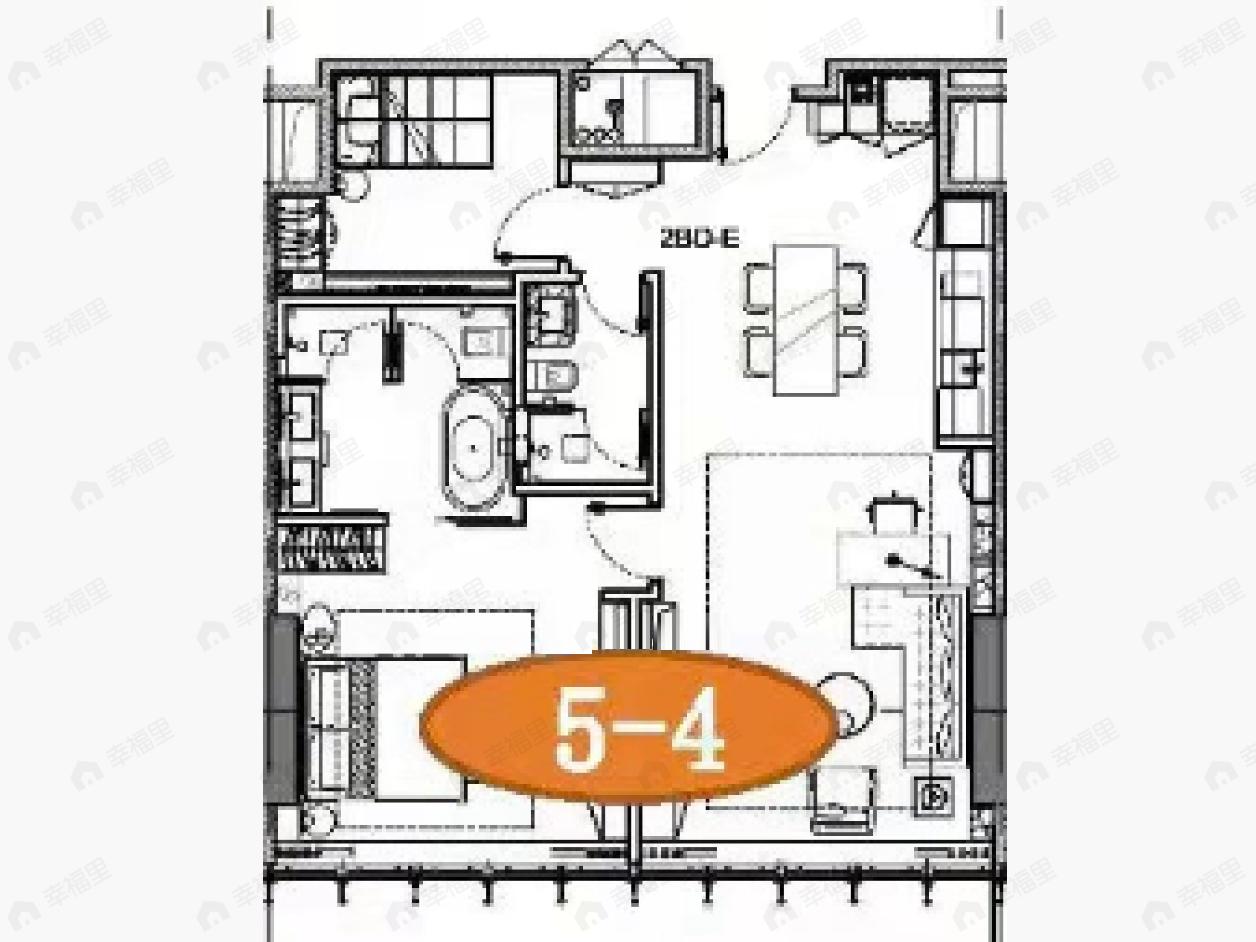 嘉裕中心J公馆2室2厅2卫户型图