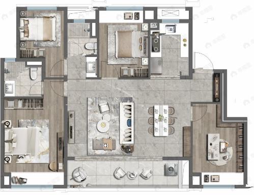 保利和颂4室2厅2卫户型图