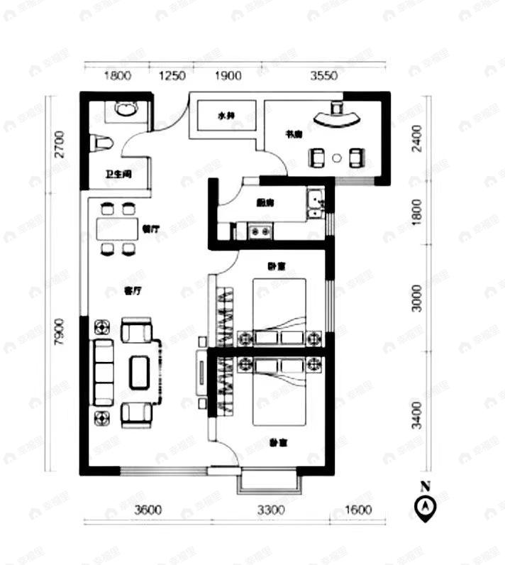 树人莱雅居三期3室2厅1卫户型图