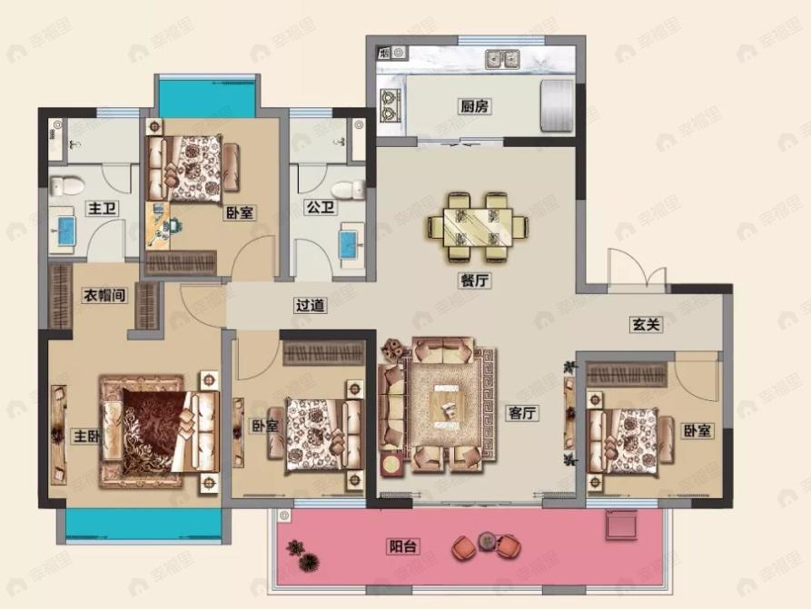 美的·顺城府4室2厅2卫户型图