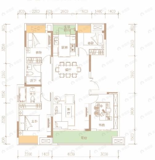 中建滨江星城4室2厅2卫户型图