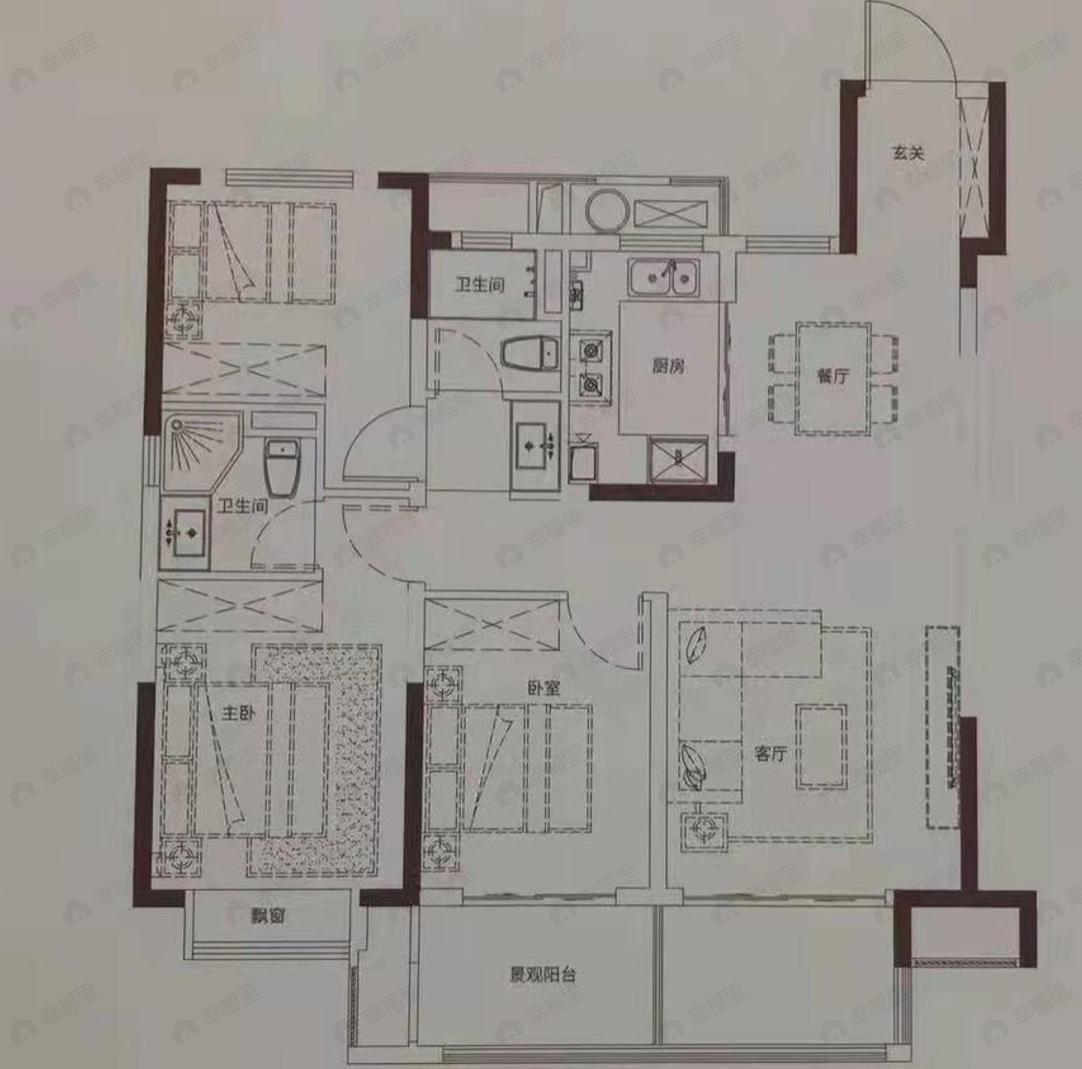 庐江弘阳时光里3室2厅2卫户型图