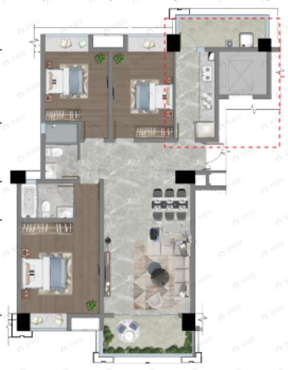 中环TOD十里风和3室2厅2卫户型图