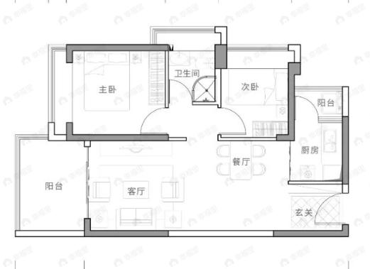 泰富安御景华府2室2厅1卫户型图