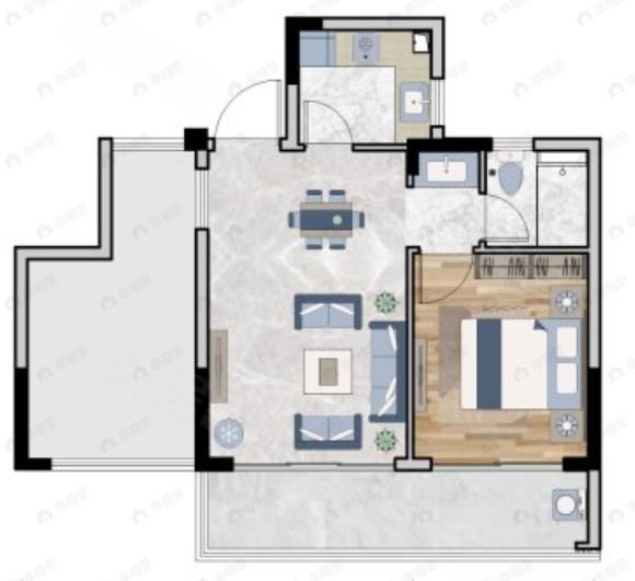 绿城云溪桃源1室2厅1卫户型图