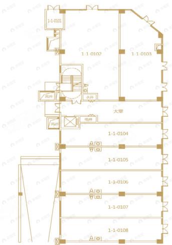 1室1厅1卫建面35平南户型图