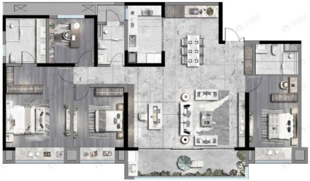 阳光城天澜道11号4室2厅3卫户型图