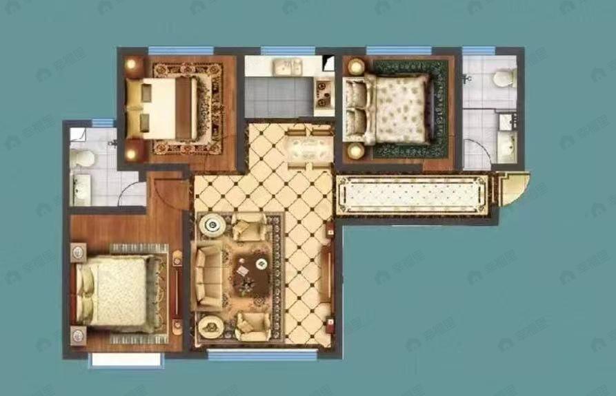 璀璨时代3室2厅2卫户型图