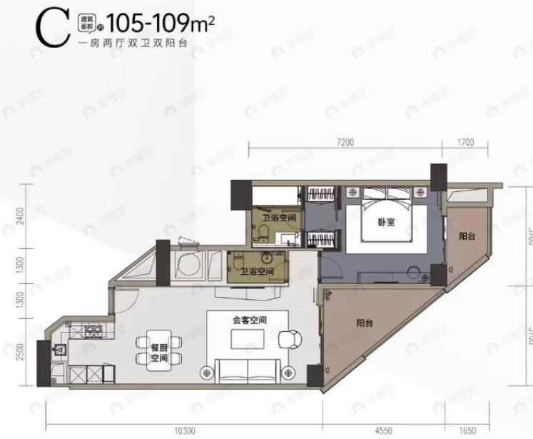 合景J3001室2厅2卫户型图