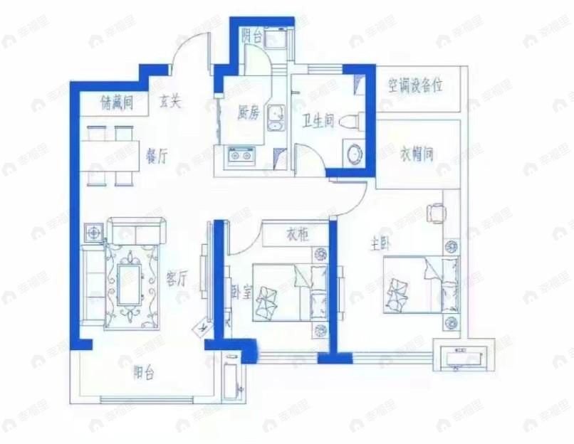 天宝世纪2室2厅1卫户型图