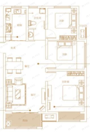 绿博福苑3室2厅1卫户型图