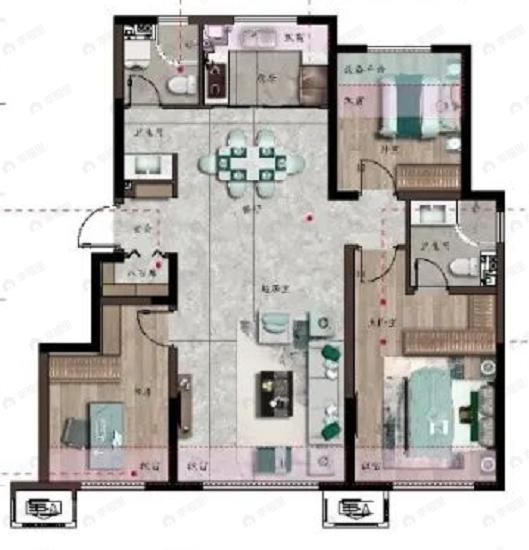 金地九韵风华3室2厅1卫户型图