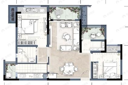 荣盛城2室2厅1卫户型图