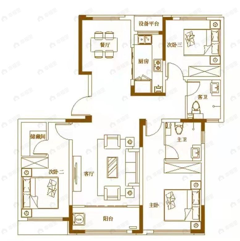 仁和里3室2厅2卫户型图