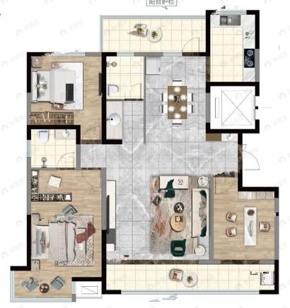 龙辰九悦湾3室2厅2卫户型图