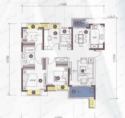世茂云锦瑰海园4室2厅2卫户型图