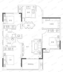 鑫生坤悦居3室2厅2卫户型图