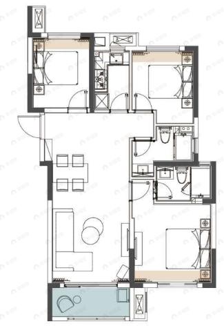 光谷正荣府3室2厅2卫户型图