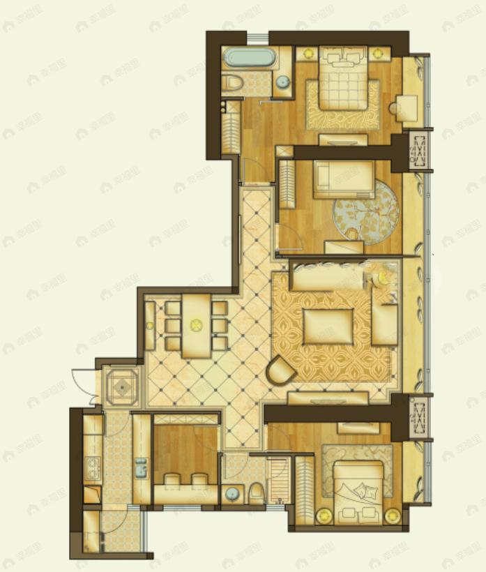 日月光解放碑1号R33室2厅2卫户型图