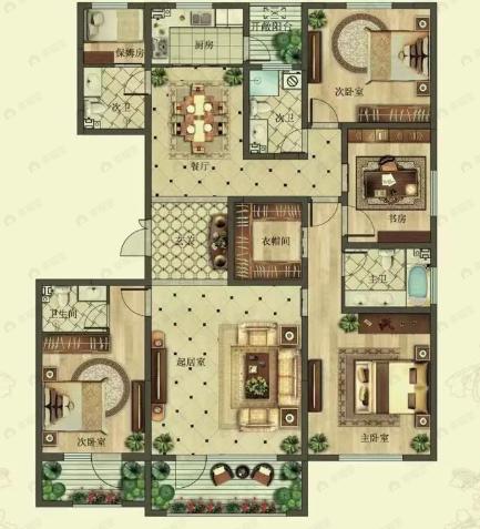 金沙滩壹号5室2厅4卫户型图