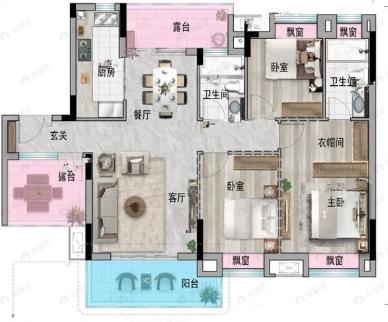 荣耀星河3室2厅2卫户型图