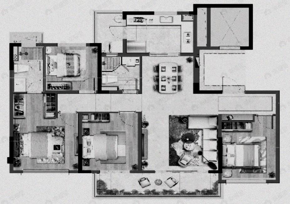 首开龙湖景粼玖序4室2厅2卫户型图