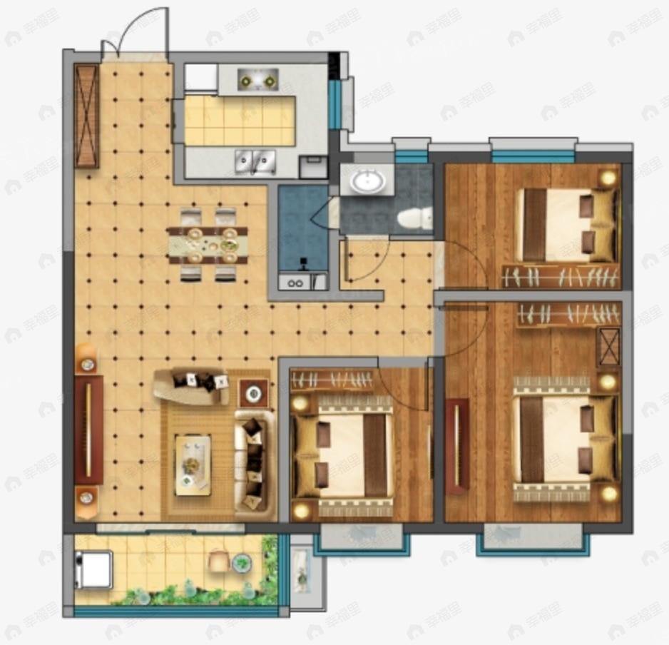 城乡居壹号苑3室2厅1卫户型图