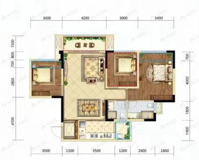 逸都江城3室2厅2卫户型图