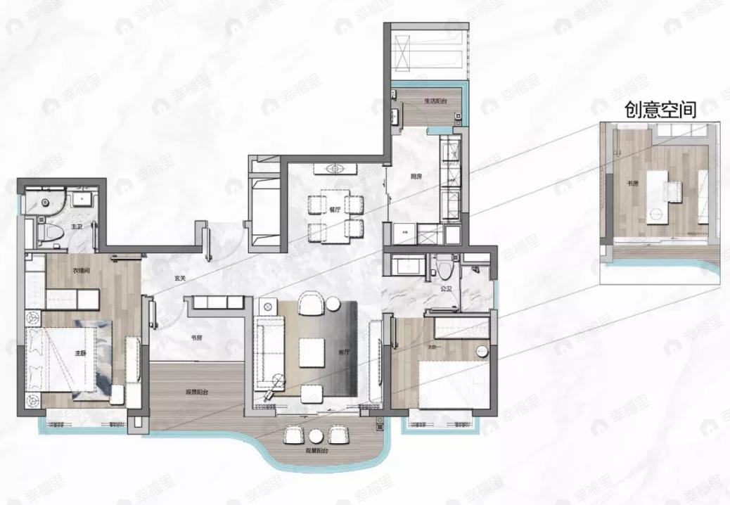 广州滨江上都3室2厅2卫户型图