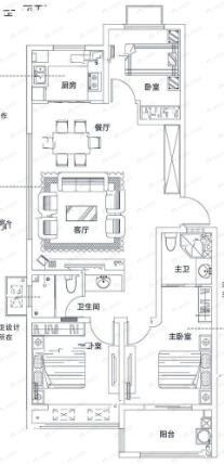 高晟福润城3室2厅2卫户型图