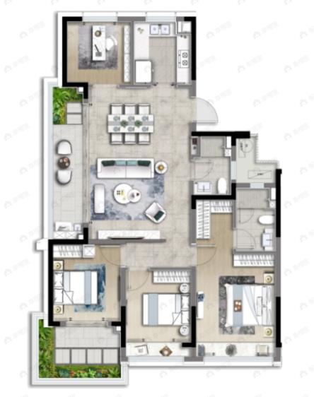 未来城壹号4室2厅2卫户型图