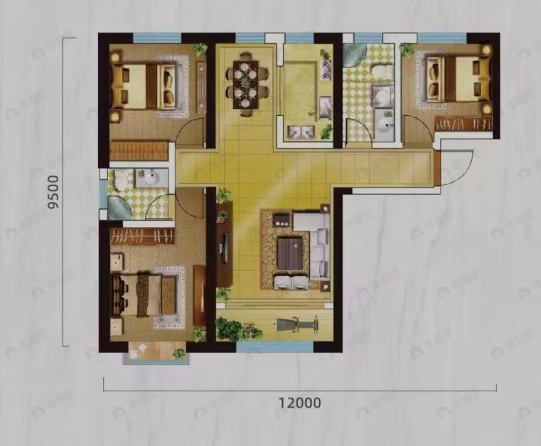 牡丹小镇3室2厅2卫户型图