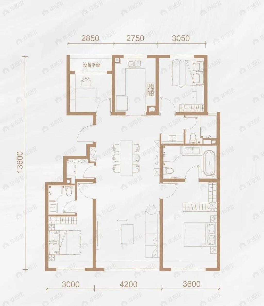 德贤华府4室2厅3卫户型图