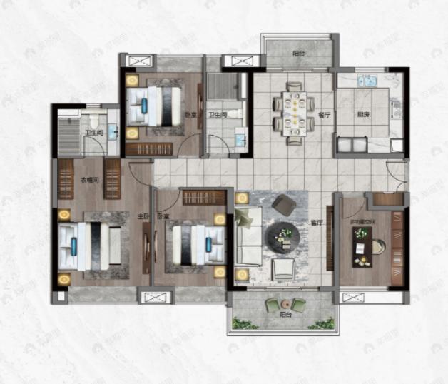 中国铁建海语熙岸4室2厅2卫户型图