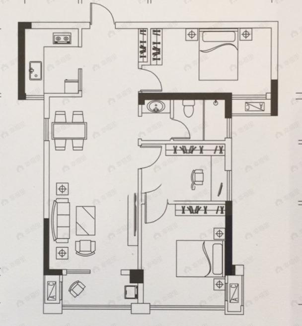汉北怡景园3室2厅1卫户型图