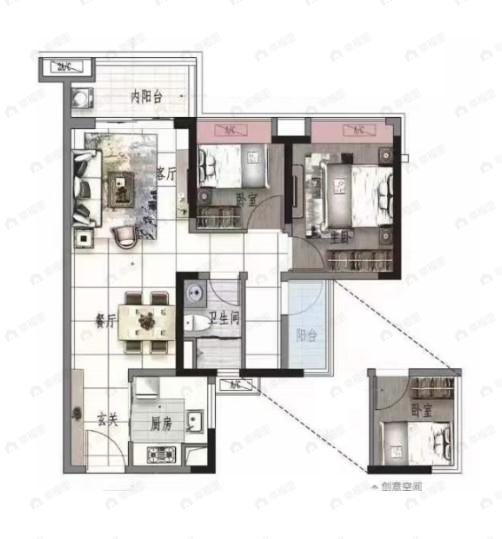 保利翔龙天汇2室2厅1卫户型图