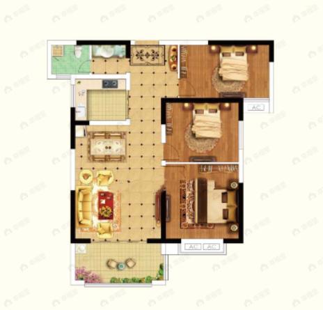 洛浦七悦府3室2厅1卫户型图