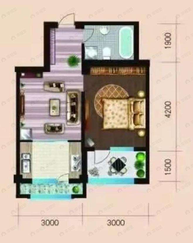 翠岫联芳1室1厅1卫户型图