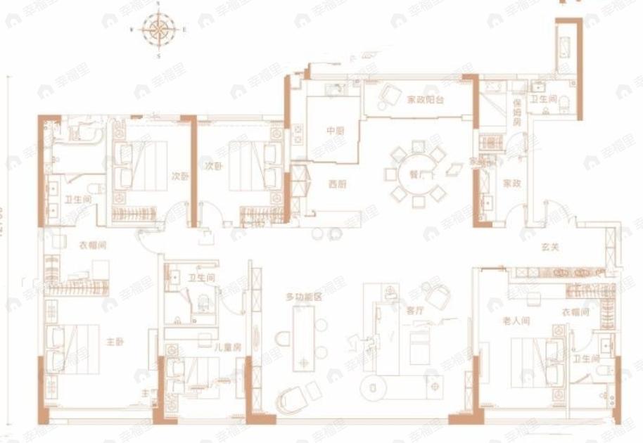 鑫苑府5室3厅4卫户型图