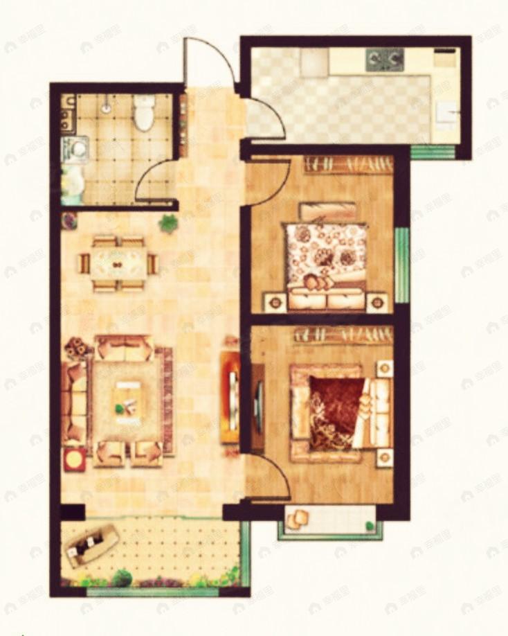 冉泽御景龙湾2室2厅1卫户型图